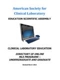 American Society for Clinical Laboratory EDUCATION ...