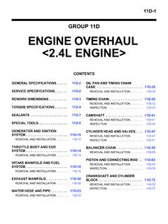 GROUP 11D ENGINE OVERHAUL &lt;2.4L ENGINE&gt;