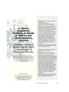Psychiatry reform in Brazil from the 1980™s to present ...