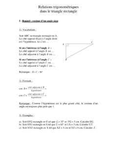 Relations trigonom&#233;triques dans le triangle rectangle