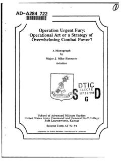 Operation Urgent Fury: Operational Art or a Strategy of ...