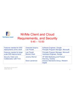 NVMe Client and Cloud Requirements, and Security