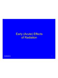 Early (Acute) Effects of Radiation