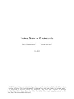 Lecture Notes on Cryptography - Computer Science