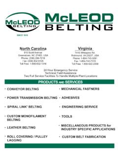 North Carolina Virginia - Contact McLeod Belting …