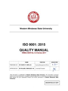 ISO 9001: 2015 QUALITY MANUAL - wmsu.edu.ph