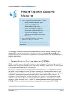 Patient Reported Outcome Measures - CMS