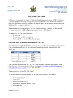 Cub Care Fact Sheet - Maine