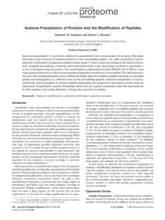 Acetone Precipitation of Proteins and the Modiﬁcation of ...