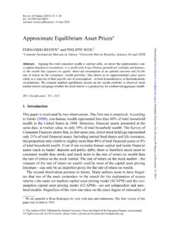 Approximate Equilibrium Asset Prices - Philippe Weil