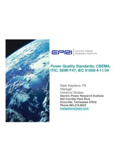 Power Quality Standards: CBEMA, ITIC, SEMI F47, IEC …