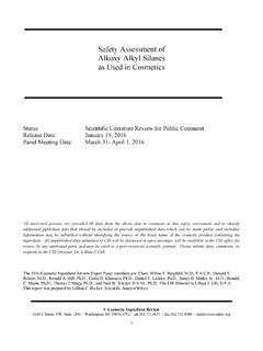 Safety Assessment of Alkoxy Alkyl Silanes as Used …