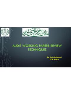 AUDIT WORKING PAPERS REVIEW TECHNIQUES - Institute …