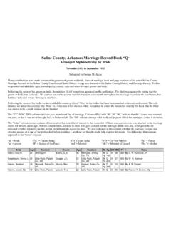 Saline County, Arkansas Marriage Record Book “Q Arranged ...