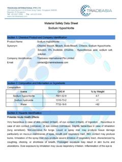 Material Safety Data Sheet Sodium Hypochlorite
