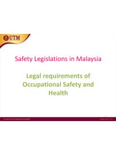 Safety Legislations in Malaysia