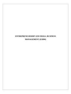 ENTREPRENEURSHIP AND SMALL BUSINESS …