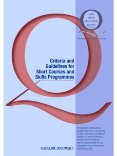 Criteria and Guidelines for Short Courses and Skills ...