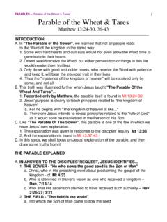 Parable of the Wheat &amp; the Tares - Bible Charts