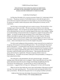 SAMPLE Group Project Report – THE AUTHOR OF THIS PAPER ...