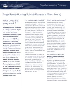 Single Family Housing Subsidy Recapture (Direct Loans)