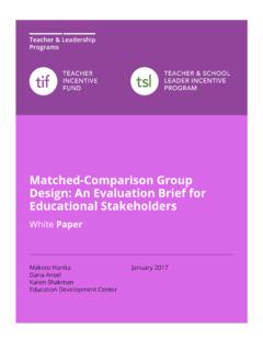 Matched-Comparison Group Design: An Evaluation Brief or ...