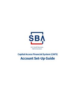 Capital Access Financial System (CAFS) Account Set-Up Guide
