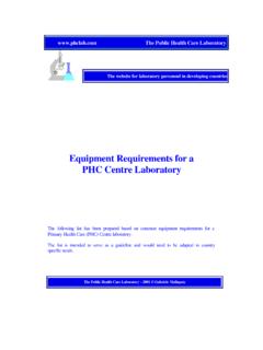 Equipment Requirements for a PHC Centre Laboratory