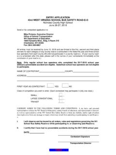 ENTRY APPLICATION 43rd WEST VIRGINIA SCHOOL BUS SAFETY ...