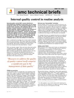 Internal quality control in routine analysis