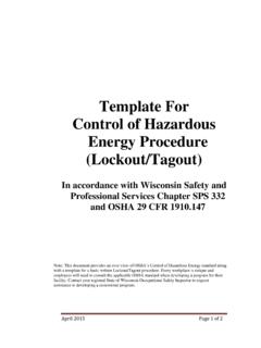 Template For Control of Hazardous Energy Procedure ...