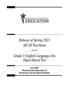 Release of Spring 2021 MCAS Test Items