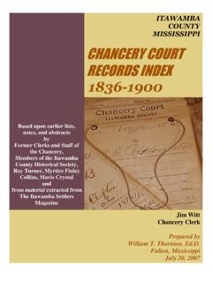 ITAWAMBA COUNTY Chancery Court Records Index