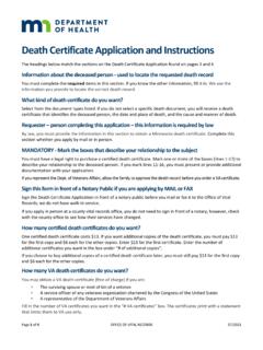 Death Certificate Application and Instructions