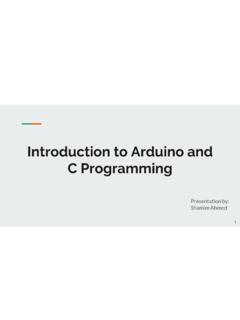 C Programming Introduction to Arduino and