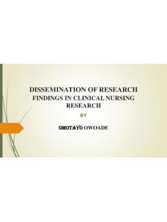 DISSEMINATION OF RESEARCH