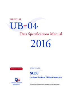 Data Specifications Manual 2016 - NUBC, UB-04, …