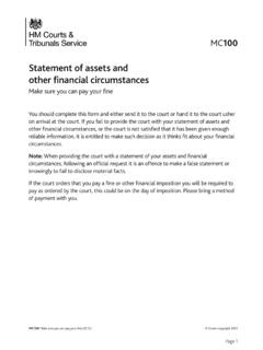 MC100 - Statement of assets and other financial circumstances