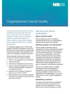 Organisational Internal Audits - National Disability Services