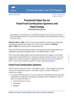 Provincial Sales Tax on Fossil Fuel Combustion Systems and ...