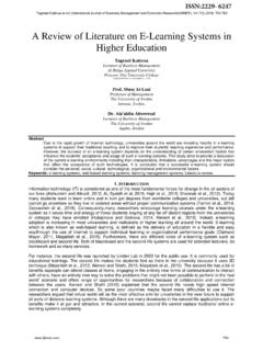 A Review of Literature on E-Learning Systems in Higher ...