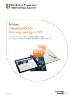 Syllabus Cambridge IGCSE&#174; First Language English 0500