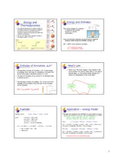 Energy and Enthalpy Thermodynamics - University of Sydney