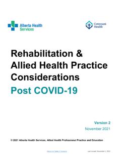 Rehabilitation &amp; Allied Health Practice Considerations ...