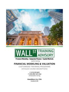 FINANCIAL MODELING &amp; VALUATION - Wall St. …
