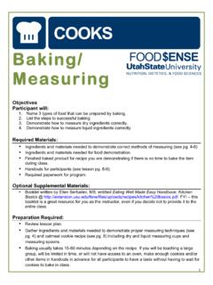 Baking/ Measuring - Utah State University Extension