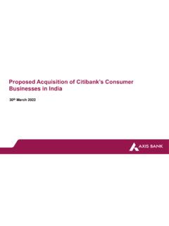 Proposed Acquisition of Citibank’s Consumer