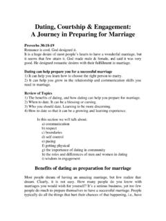 Dating, Courtship &amp; Engagement: A Journey in Preparing …