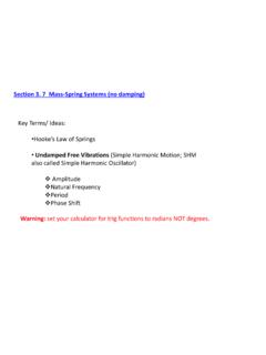 Section 3. 7 Mass-Spring Systems (no damping)