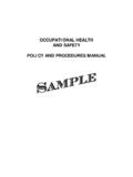 OCCUPATIONAL HEALTH AND SAFETY POLICY AND …